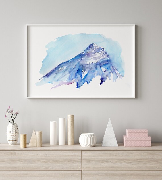 エベレストの水彩画アートプリント、ヒマラヤの風景画 - Etsy 日本