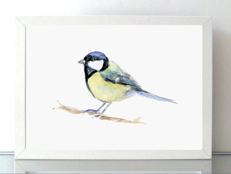 Koolmees schilderij giclee print Aquarel koolmees Dier Etsy