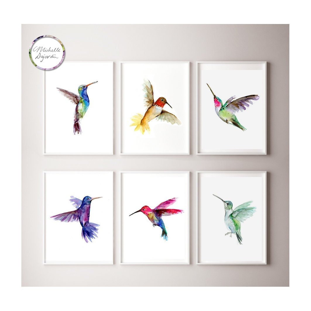 Dierbare Verwachting verrassing Vliegende kolibrie aquarel schilderijen set van 6 prints | Etsy Nederland