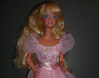 Wedding Day Barbie Bridesmaid for Midge Pink Swiss Dot Dress 1990