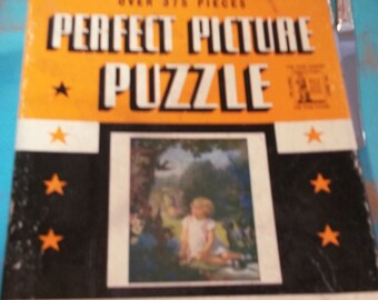 Perfect Picture Puzzle 375 pc 1950&#39;s TeaTime Excellent Quality Thick Pieces Fun Entertainment Made in U.S.A. Consolidated Paper Box Co.