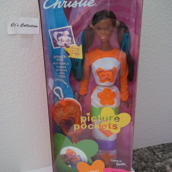 Christie Picture Pockets Nouveau dans la boîte Mattel # 28702 Ami de Barbie AA Barbie Orange Shirt Jupe Photos Papier Punch