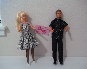 Ken Barbie by Mattel  Date Night Brand New Dolls Clothes Barbie Dress Ken Apparel Shoes 1990 Vintage Dolls Handmade Outfits Black White