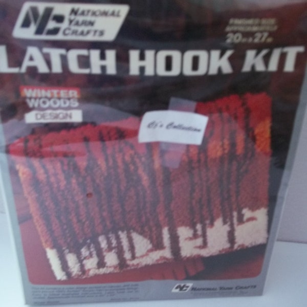 Latch Hook Rug Kit Brand New 20" x 27" Winter Woods Pattern # Vintage 1970's Made in USA Fun Easy Craft Project