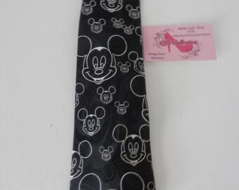 Disney Mickey Mouse Black White Tie Designer Polyester Tie  FREE Ship in US