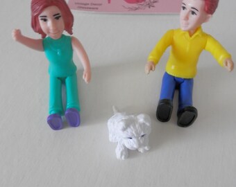 Kid Connection Dollhouse Figures 3.5" Two Kids One Dog FREE Shipping in U.S.