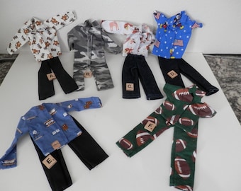 Ken Shirt Ensembles de pantalons de pyjama Collection de vêtements décontractés Singe Football Mickey Moose Camouflage Tout neuf fait main Belle qualité Vêtements Ken