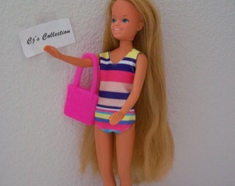 Vintage Island Fun Skipper Collection One Piece Swimsuit, Sandals and Beach Bag Skipper #4064 by Mattel 1987