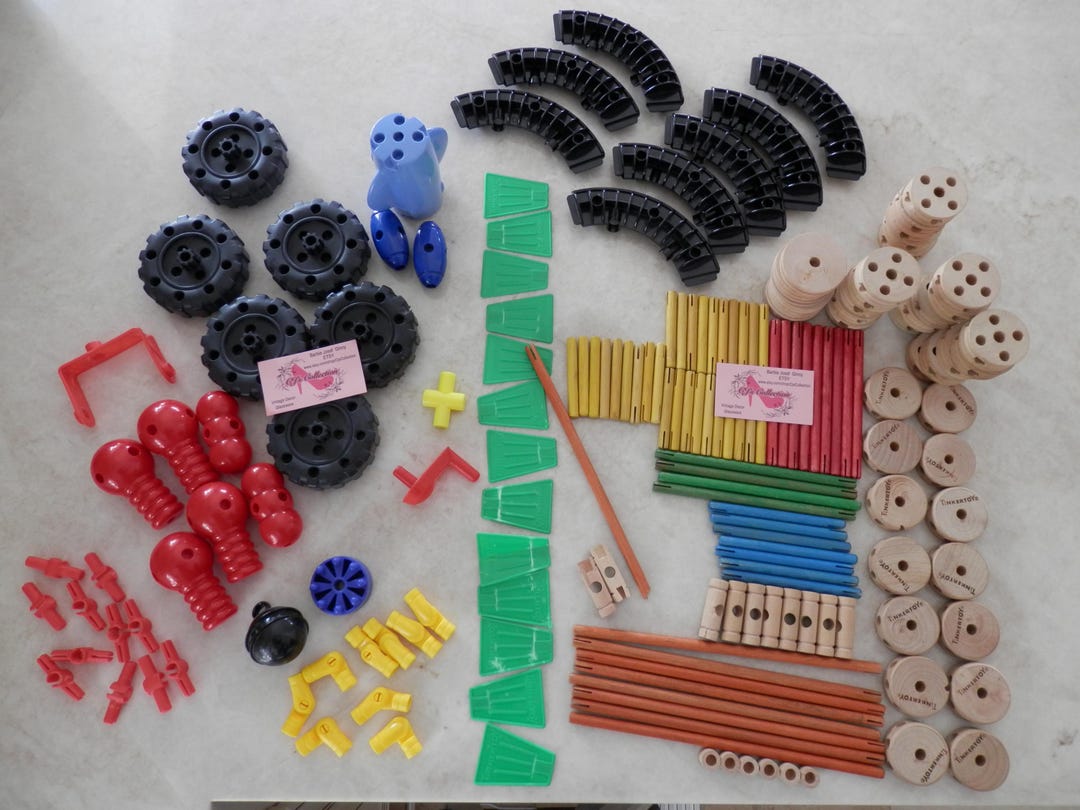 Tinker Toy Computer Tinkertoy 172 PC USED Mega Building Set Educational Fun Learning Toy ...