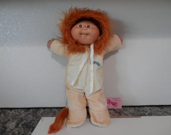 Cabbage Patch Kids 16" Doll 1980s Curly Brown Hair Brown Eyes Lion Costume Coleco Xavier Roberts 1985 Signed Original Lion One Pc. Outfit