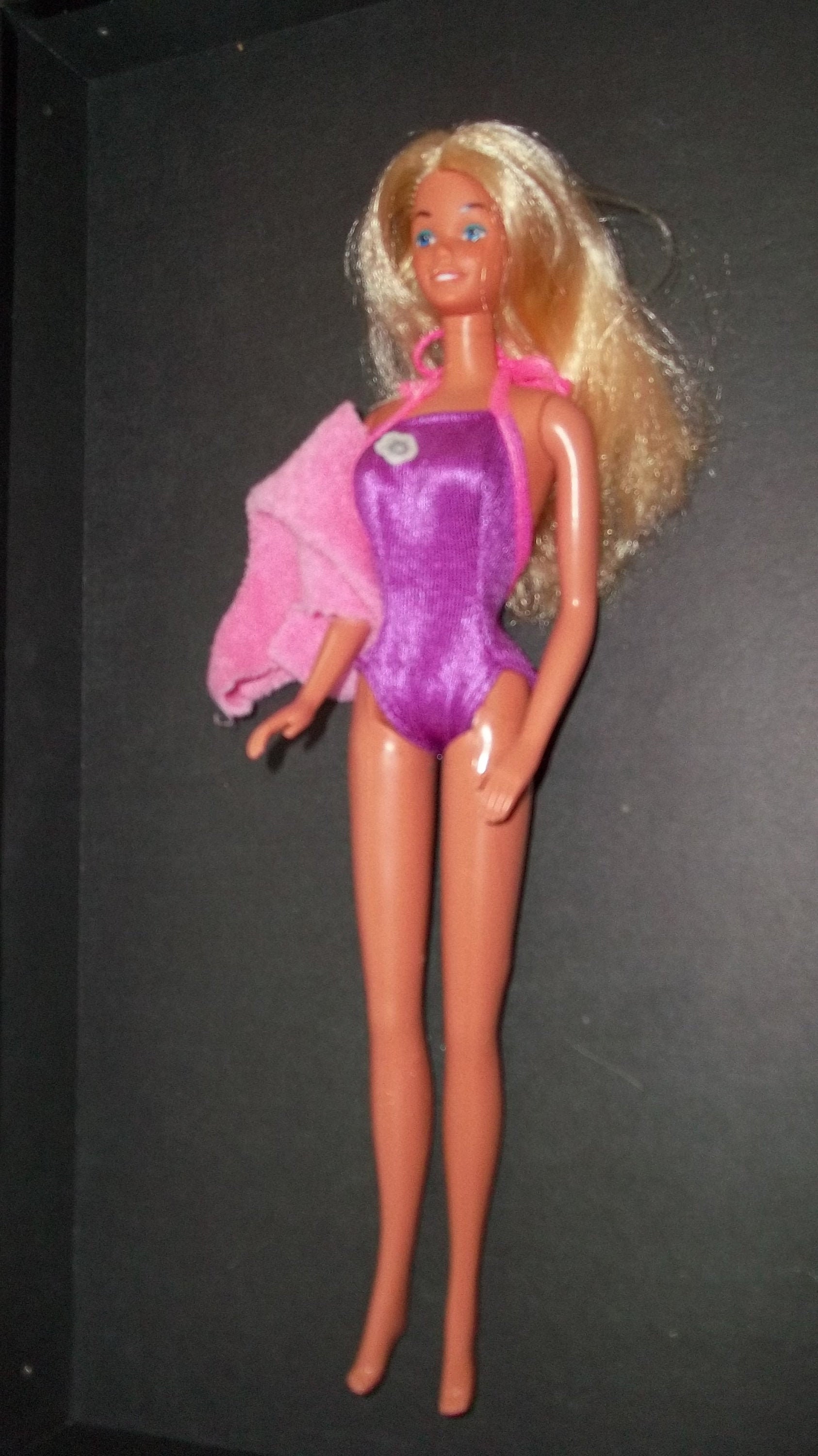 Vintage Sunsational Malibu Barbie Doll Swimsuit and Pink Towel