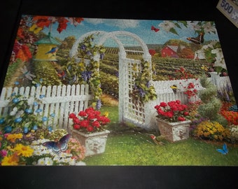 Puzzle 500 pieces Sweet Dreams 2 by Bits and Pieces Quality Large Pieces Bright Colorful Flowers Birds Gardens Arbor Free Ship in Cont US