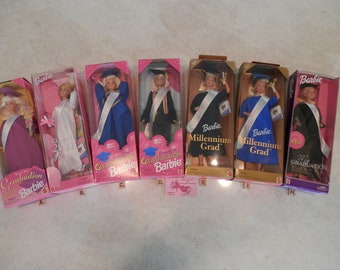 Graduation Barbie Class of 2024 Graduation Doll Magenta, White, Royal Blue ,Black  and Dark Blue Gown Color OOAK Box Accessories included