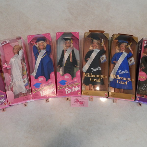Graduation Barbie Class of 2024 Graduation Doll Magenta, White, Royal Blue ,Black  and Dark Blue Gown Color OOAK Box Accessories included