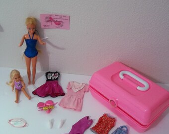 Vintage Island Fun Skipper Collection Swimsuit, Shoes, Dresses, Case, Chelsey Doll and Workout Outfit Skipper #4064 by Mattel 1987