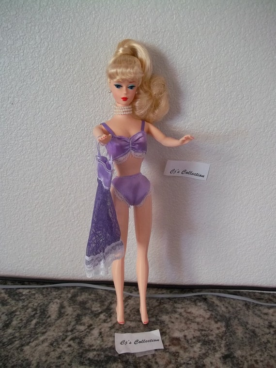 Lemon Blonde Ponytail Barbie Doll Mattel 15407 1995 Reproduction With  Lingerie Slip Bra Underwear Nightgown Sleepwear 3 Pc Set -  Canada