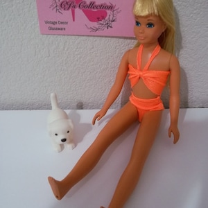 Sun Set Malibu Skipper Darling Blonde Skipper #1069 by Mattel 1970's Orange Two Piece Handmade Brand New Swimsuit