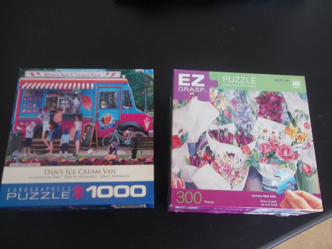 Two Puzzles EZ Grasp Floral 300 Pc & Dan's Ice Cream Van