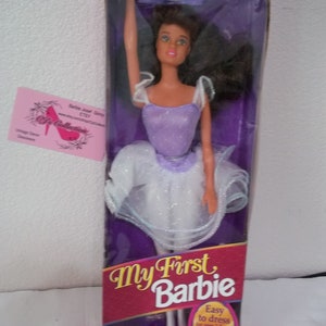 My First Barbie Brunette Hair Ballerina by Mattel 1993 #11341 Purple Sparkly Tutu Hair Ribbon Free Shipping within Continental US