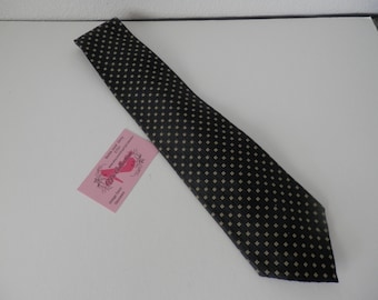 Burma Bibas Vintage Tie Designer 100% Silk Block Squares Black Gold Tie Vintage Tie FREE Ship in US