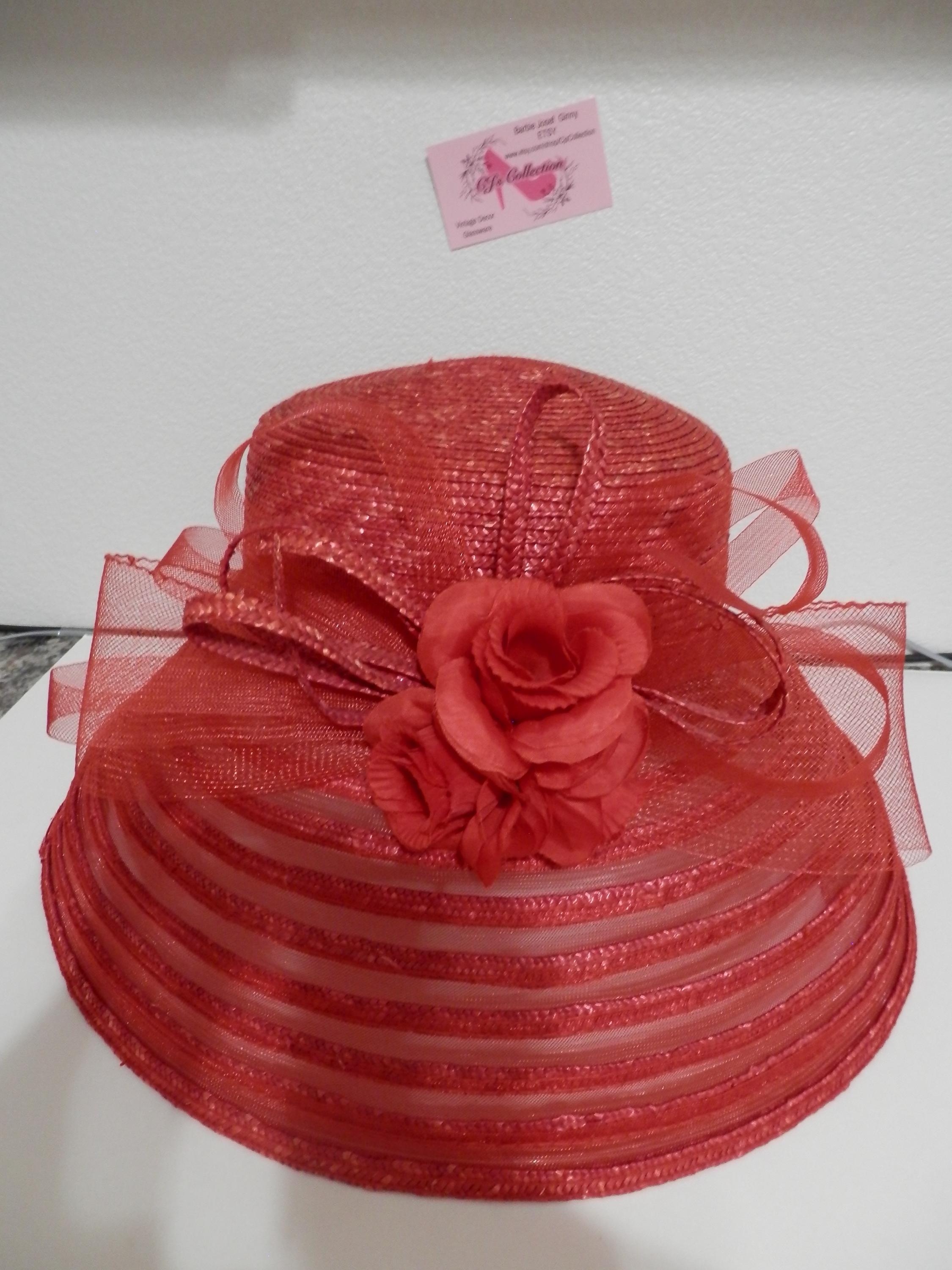 Scala Red Hat with Purple Ribbon and Feather, Vintage, Red Hat Scala Red Hat - Etsy main image 2