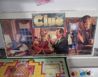 Clue Vintage Board Game 1992 by Parker Brothers Great Condition All Pieces Present Fun Challenging Game Free Ship w/in Continental U.S.