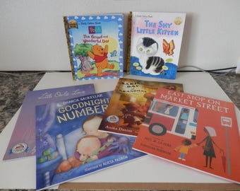 Little Golden Books Imagination Library Books Set of Six Pooh Grand Wonderful Day, Shy Little Kitten, Last Stop Market Street and more