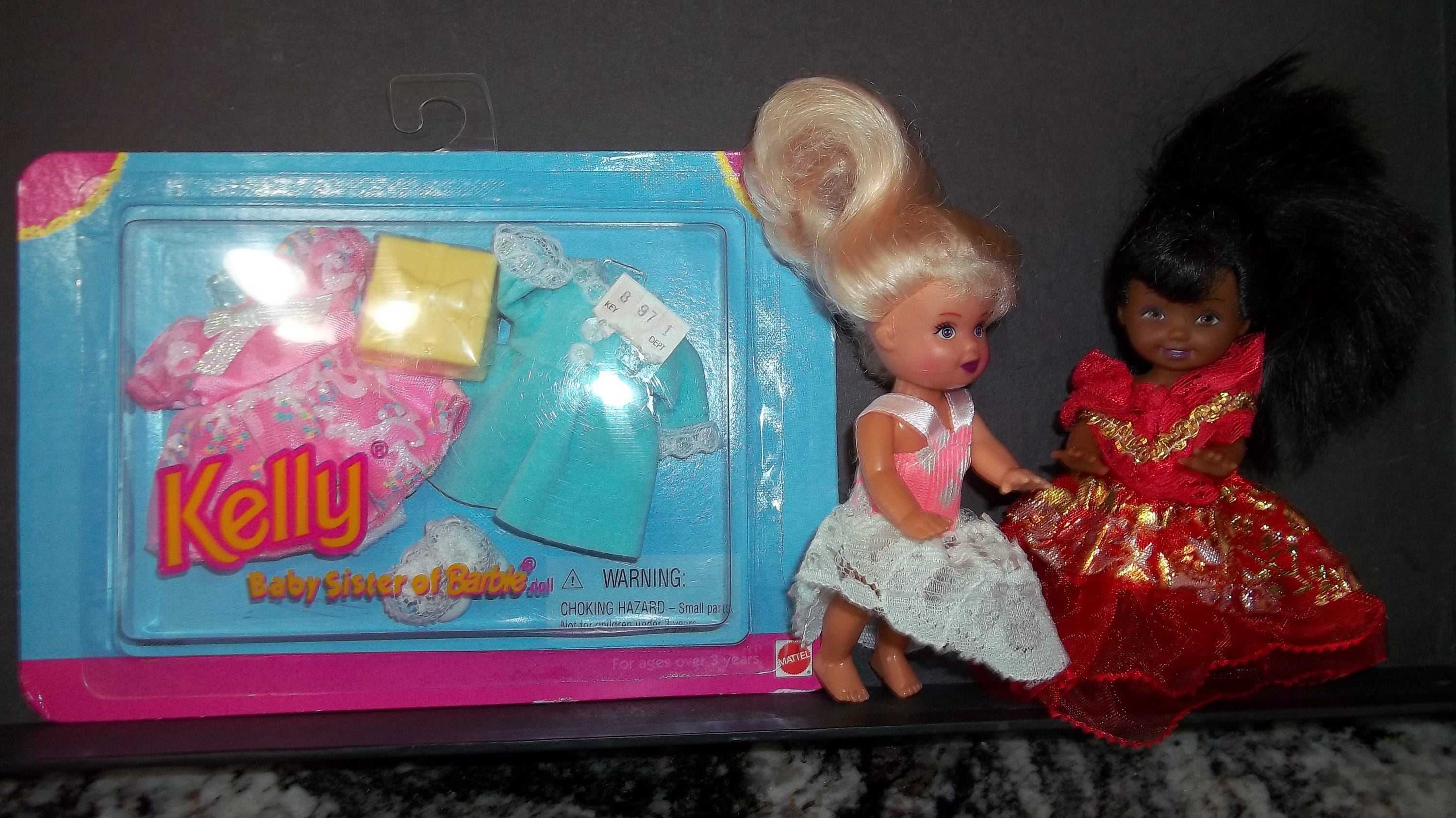 Kelly Dolls Set of 2 Barbie Little Sister With Party Dresses Shoes