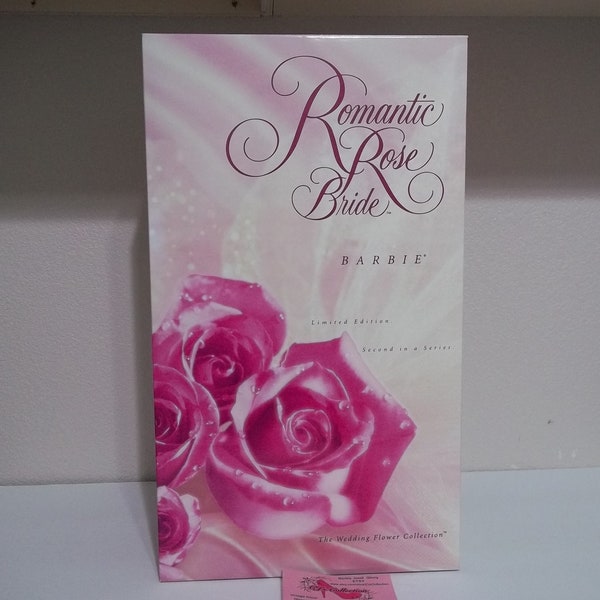 Romantic Rose Bride Barbie Doll by Mattel 1995 New in Box Limited Edition Porcelain Collector Beautiful Gown