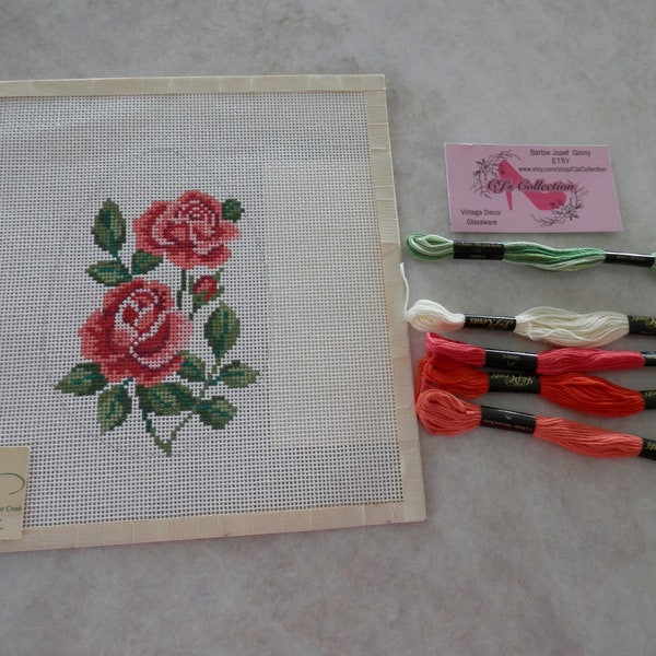 Needlepoint by Creative Needle Belles roses Susan Treglown Designs J&P Coats Fil à broder héritage Projet d'artisanat facile et amusant Fabriqué aux États-Unis