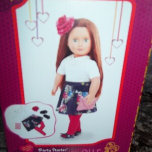 American Girl Outfit Our Generation Party Starter Outfit Skirt Blouse Tights Shoes Purse Hanger