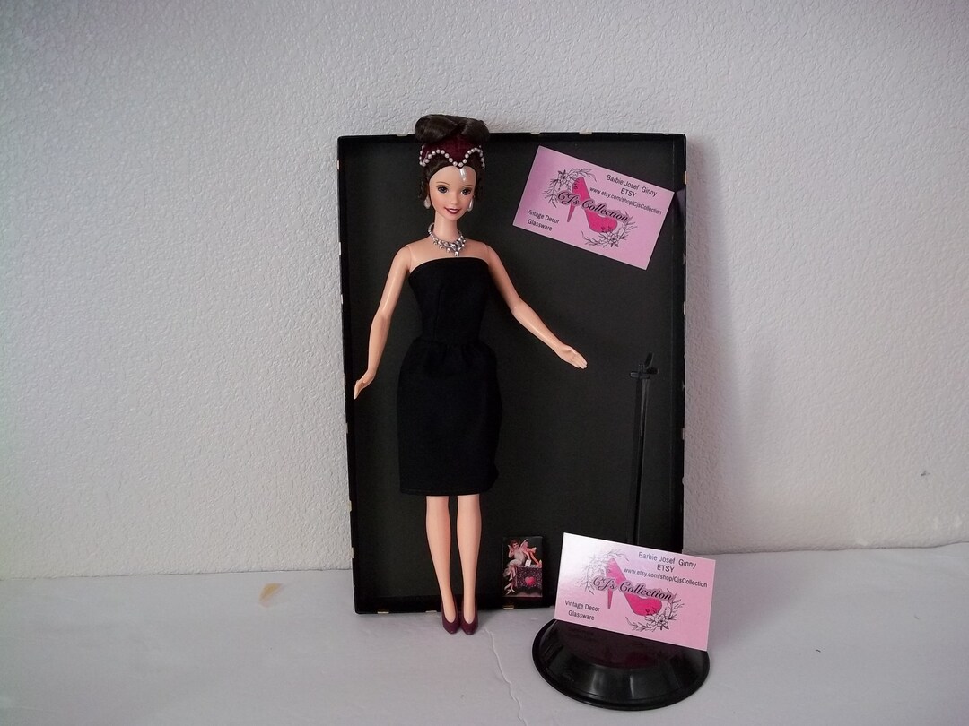classic black dress barbie doll brunette Vintage Holiday Mattel New Doll Shoes Dress Heels Earrings Ring Doll and Clothes Cocktail Dress This iconic 1960’s Barbie