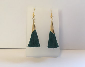 Emerald Tassel Earrings