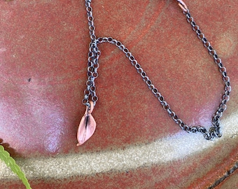 Forged Copper Leaf Necklace