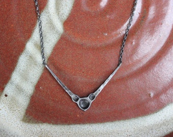 Forged Chevron Pendent on oxidized sterling silver chain