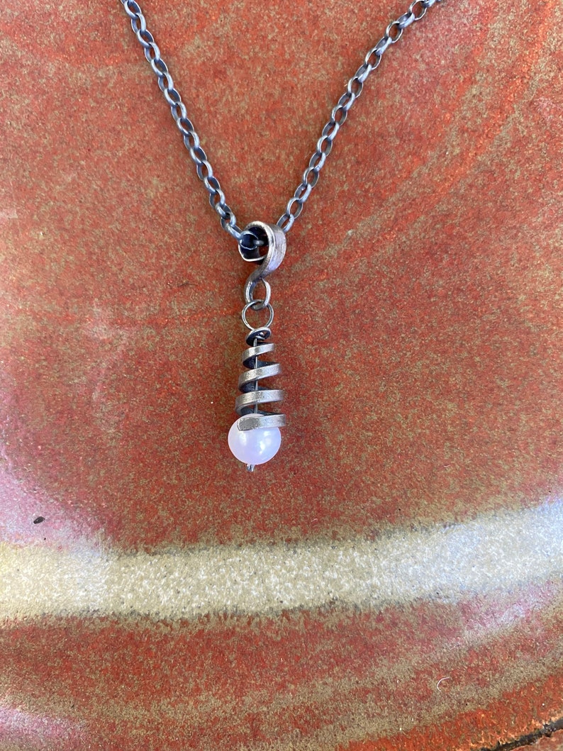 Forged Iron Spiral Necklace and Earring Set image 1