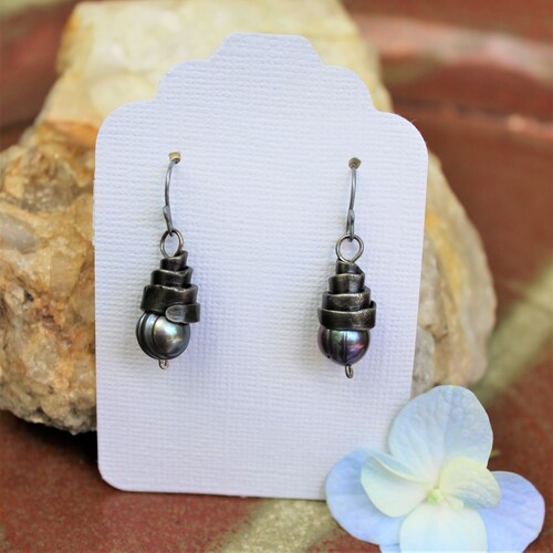 Iron Jewelry Iron and White Freshwater Pearl Earrings Etsy
