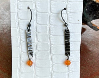 Forged Iron and Carnelian Earrings