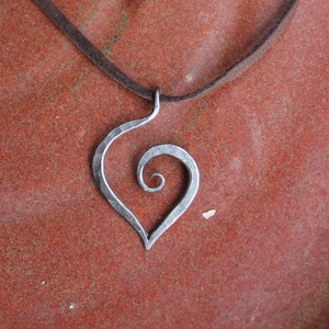 Iron Jewelry: 6th Anniversary Iron Heart Pendent on Leather Lace