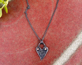 Forged Iron VI heart 6th anniversary necklace