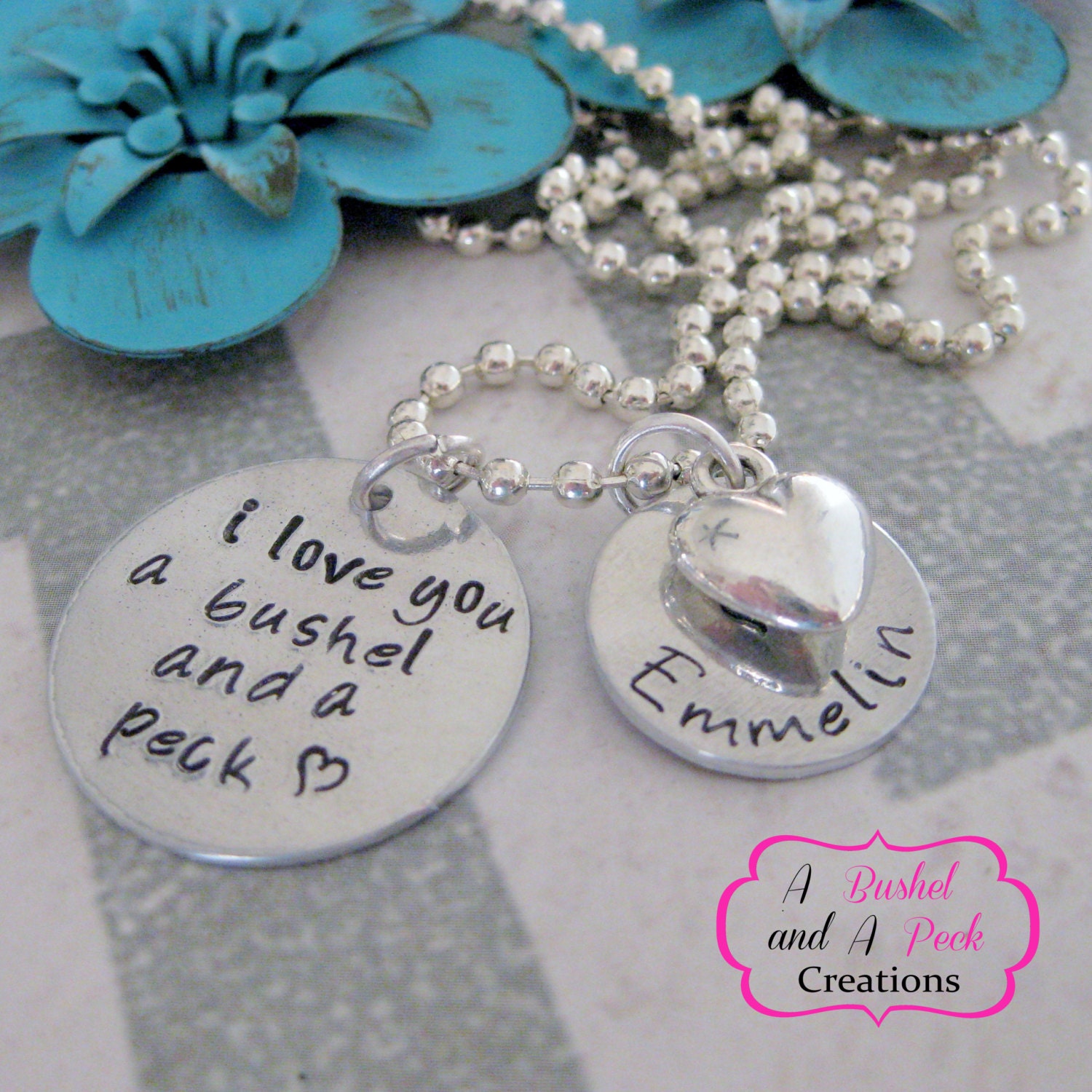 Hand Stamped I Love You a Bushel and a Peck Necklace With - Etsy
