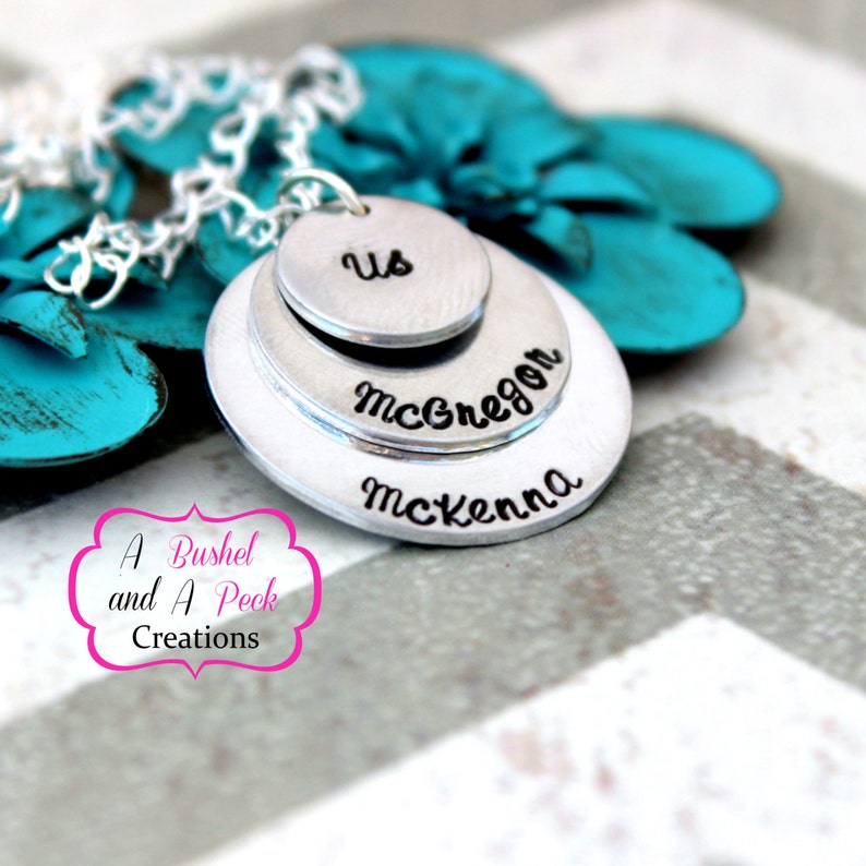 Custom Hand Stamped Family-Mother-Grandmother Necklace image 1