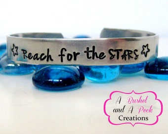 Reach for the Stars hand stamped Cuff Bracelet