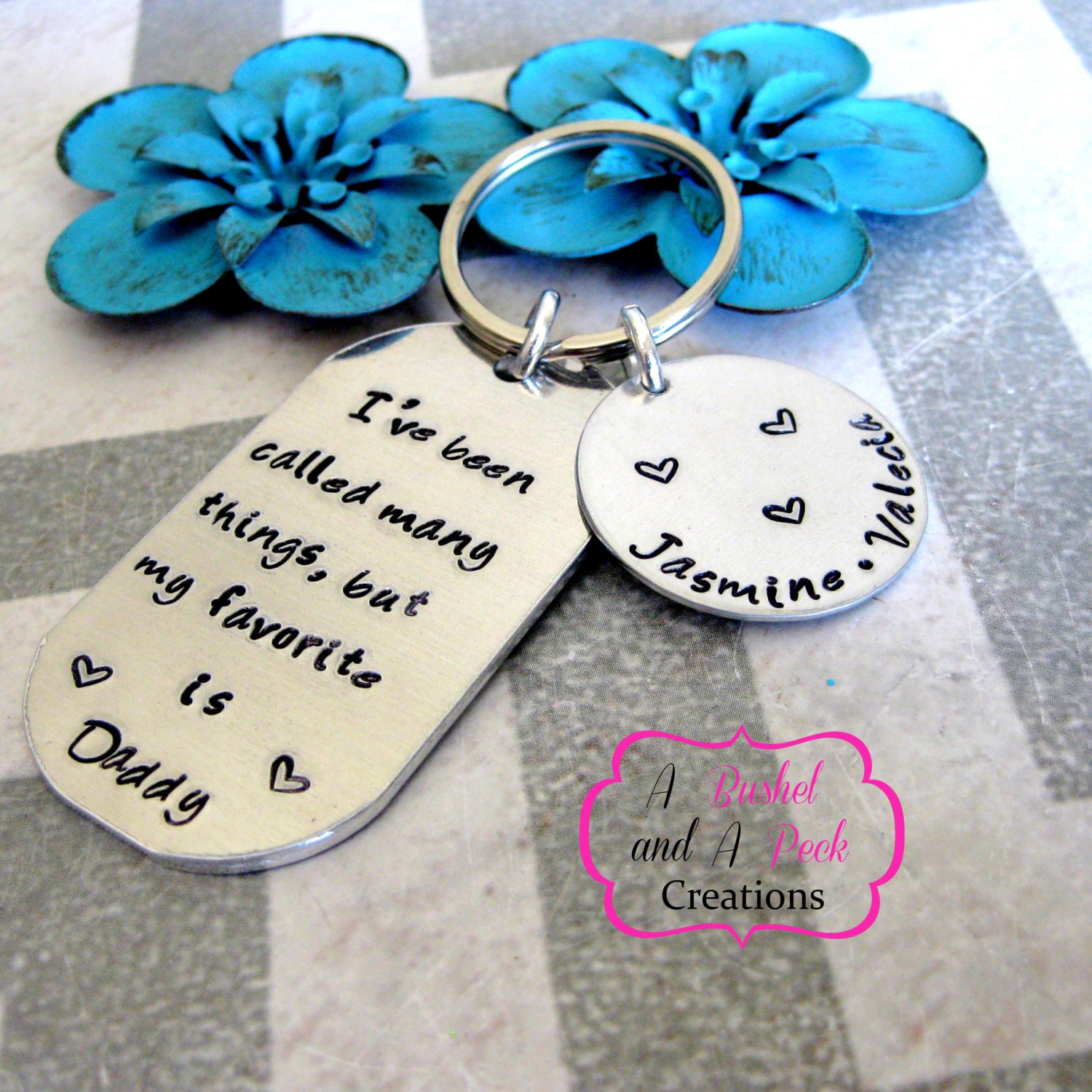 Personalized Hand Stamped Dad/daddy/mom/mommy/grandpa/nana Key Chain - Etsy