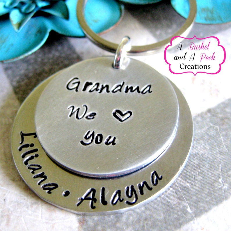 Custom Hand Stamped Key Chain for Mom/dad/grandma/grandpa - Etsy