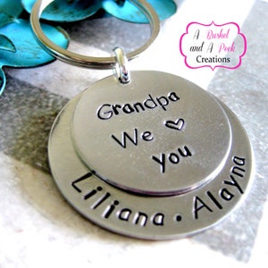 Custom Hand stamped Key Chain for Mom/Dad/Grandma/Grandpa