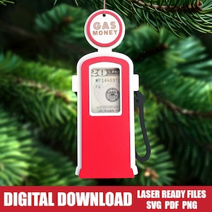 Gas Money Christmas Gift Card Holder Ornament SVG Money Gift Holder Laser Cut File Digital Glowforge SVG