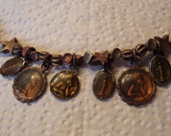 Religious Bracelet with pictures of Angels, Mary in charms