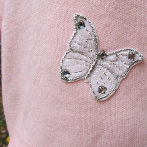 Sale Sale Vintage 1950's Pink Orlon Sweater Trimmed with Butterflies image 2