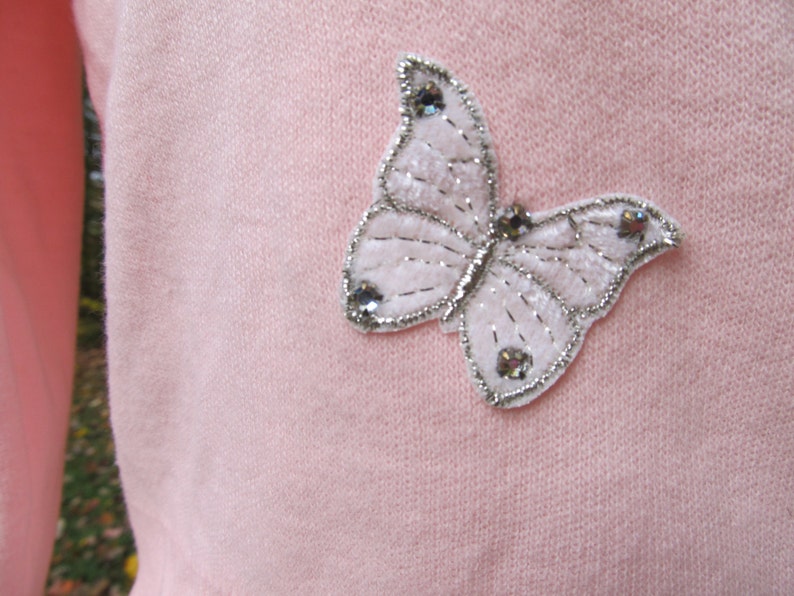 Sale Sale Vintage 1950's Pink Orlon Sweater Trimmed with Butterflies image 2